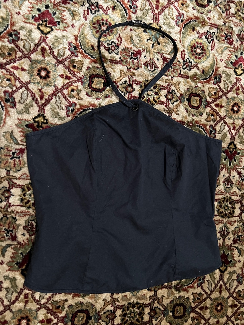 Worth Black Sleeveless Top Halter Style With Neckline Tie Size 6